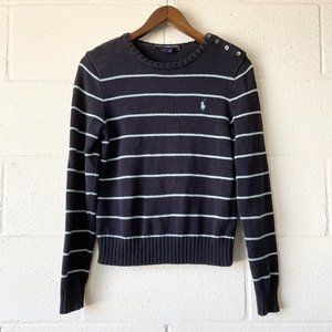 Women's Ralph Lauren Sport Striped 100% Cotton Striped Pullover Knit Sweater L